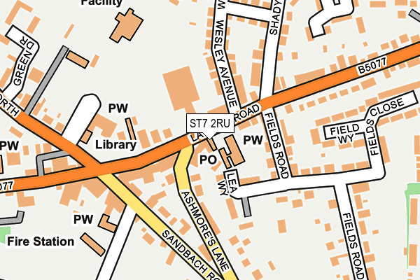 ST7 2RU map - OS OpenMap – Local (Ordnance Survey)