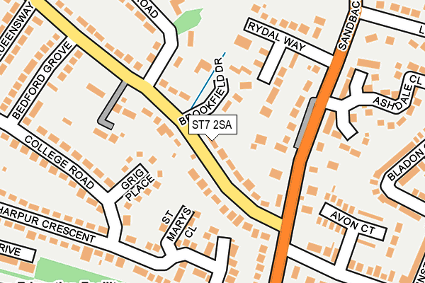 ST7 2SA map - OS OpenMap – Local (Ordnance Survey)