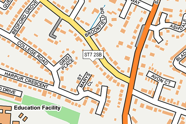 ST7 2SB map - OS OpenMap – Local (Ordnance Survey)