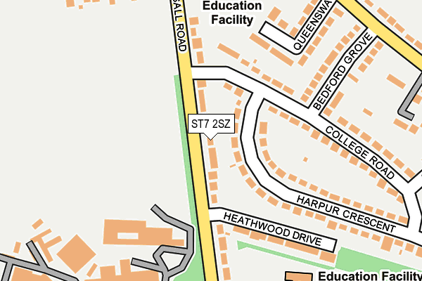 ST7 2SZ map - OS OpenMap – Local (Ordnance Survey)