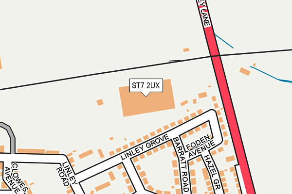 ST7 2UX map - OS OpenMap – Local (Ordnance Survey)