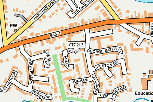 ST7 2UZ map - OS OpenMap – Local (Ordnance Survey)