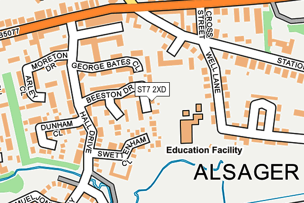 ST7 2XD map - OS OpenMap – Local (Ordnance Survey)
