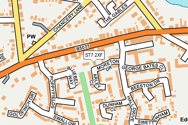 ST7 2XF map - OS OpenMap – Local (Ordnance Survey)