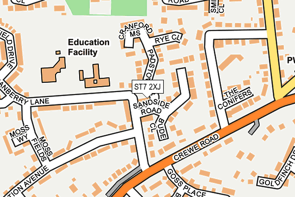 ST7 2XJ map - OS OpenMap – Local (Ordnance Survey)