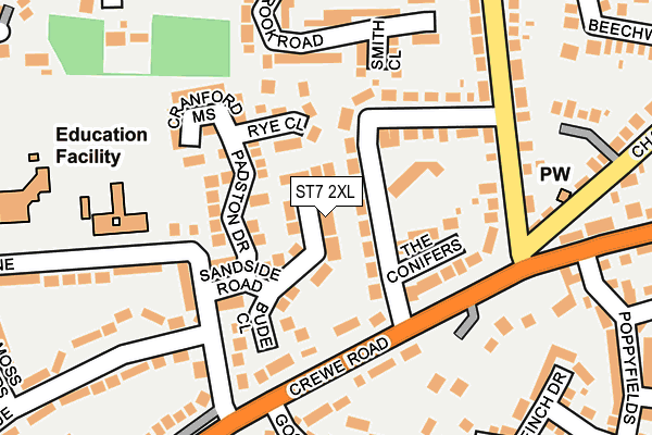 ST7 2XL map - OS OpenMap – Local (Ordnance Survey)