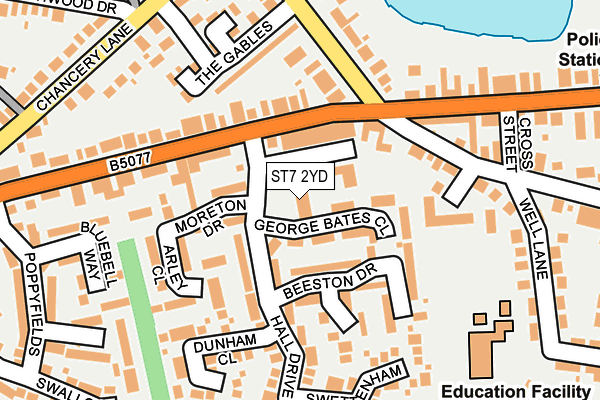 ST7 2YD map - OS OpenMap – Local (Ordnance Survey)