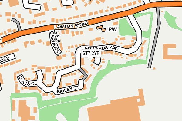 ST7 2YF map - OS OpenMap – Local (Ordnance Survey)