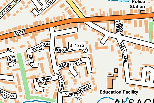 ST7 2YG map - OS OpenMap – Local (Ordnance Survey)