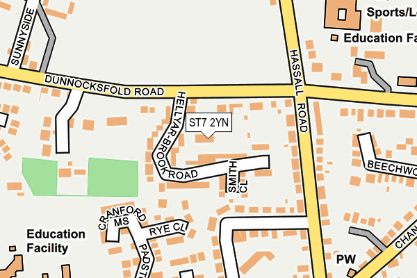 ST7 2YN map - OS OpenMap – Local (Ordnance Survey)