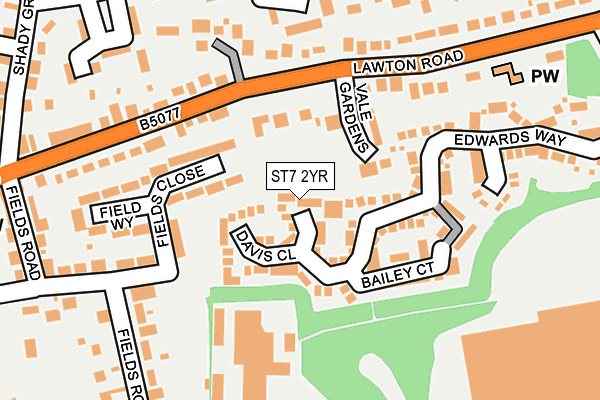ST7 2YR map - OS OpenMap – Local (Ordnance Survey)