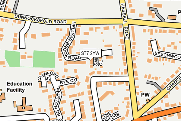 ST7 2YW map - OS OpenMap – Local (Ordnance Survey)