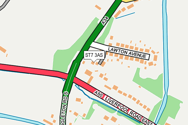 ST7 3AS map - OS OpenMap – Local (Ordnance Survey)