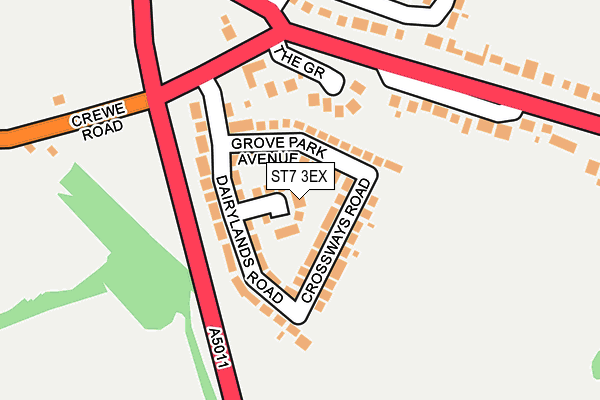 ST7 3EX map - OS OpenMap – Local (Ordnance Survey)