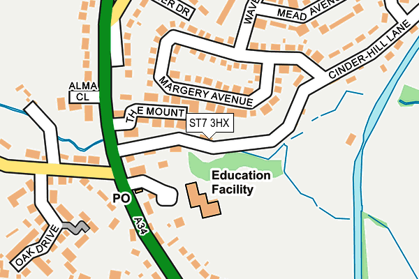 ST7 3HX map - OS OpenMap – Local (Ordnance Survey)