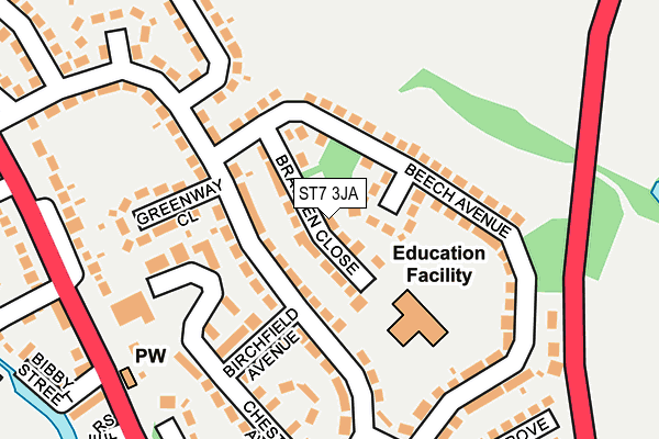 ST7 3JA map - OS OpenMap – Local (Ordnance Survey)