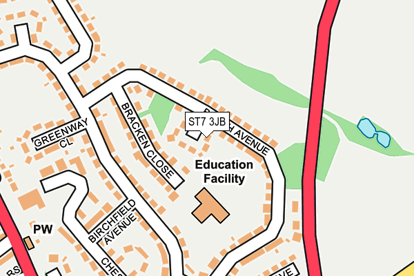 ST7 3JB map - OS OpenMap – Local (Ordnance Survey)
