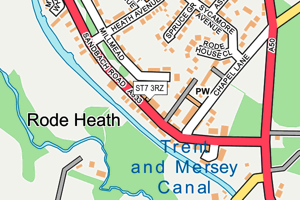 ST7 3RZ map - OS OpenMap – Local (Ordnance Survey)