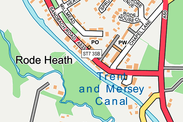 ST7 3SB map - OS OpenMap – Local (Ordnance Survey)