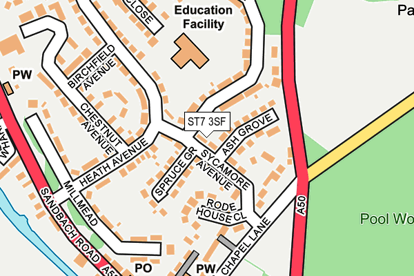 ST7 3SF map - OS OpenMap – Local (Ordnance Survey)