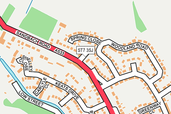 ST7 3SJ map - OS OpenMap – Local (Ordnance Survey)