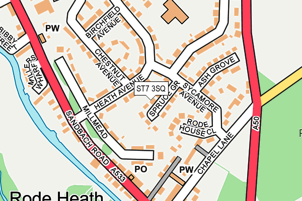 ST7 3SQ map - OS OpenMap – Local (Ordnance Survey)