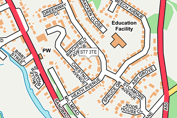 ST7 3TE map - OS OpenMap – Local (Ordnance Survey)