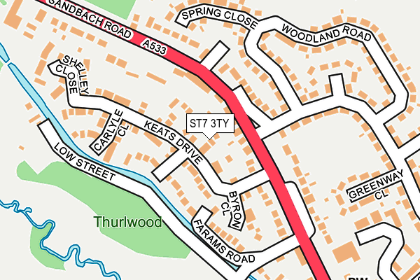 ST7 3TY map - OS OpenMap – Local (Ordnance Survey)