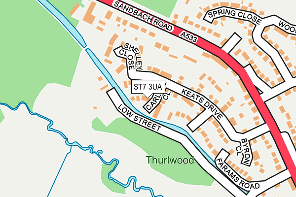 ST7 3UA map - OS OpenMap – Local (Ordnance Survey)