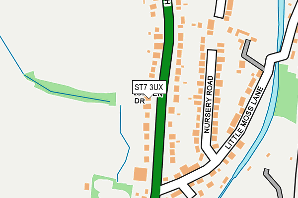 ST7 3UX map - OS OpenMap – Local (Ordnance Survey)