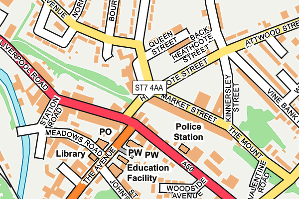 ST7 4AA map - OS OpenMap – Local (Ordnance Survey)