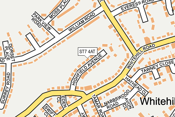 ST7 4AT map - OS OpenMap – Local (Ordnance Survey)