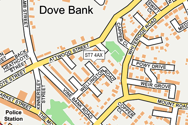 ST7 4AX map - OS OpenMap – Local (Ordnance Survey)