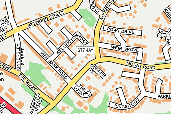 ST7 4AY map - OS OpenMap – Local (Ordnance Survey)