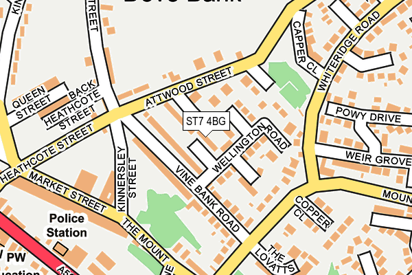 ST7 4BG map - OS OpenMap – Local (Ordnance Survey)