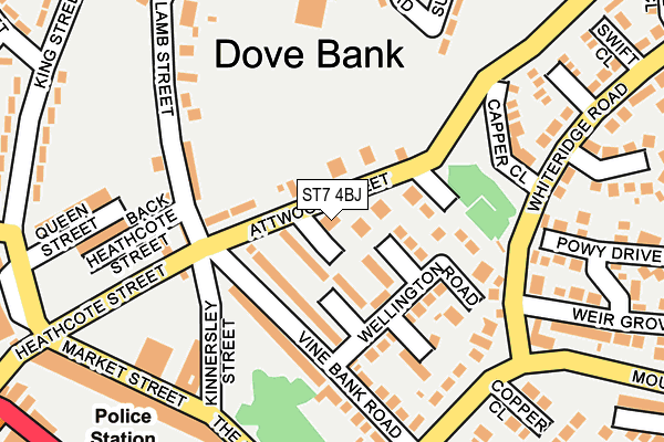 ST7 4BJ map - OS OpenMap – Local (Ordnance Survey)