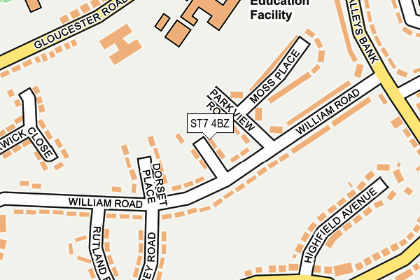 ST7 4BZ map - OS OpenMap – Local (Ordnance Survey)