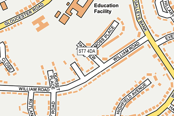 ST7 4DA map - OS OpenMap – Local (Ordnance Survey)