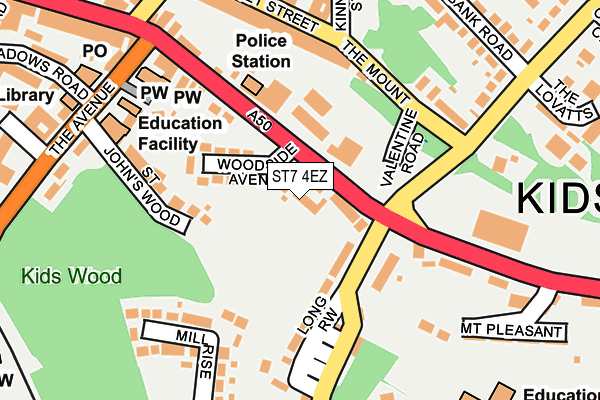 ST7 4EZ map - OS OpenMap – Local (Ordnance Survey)