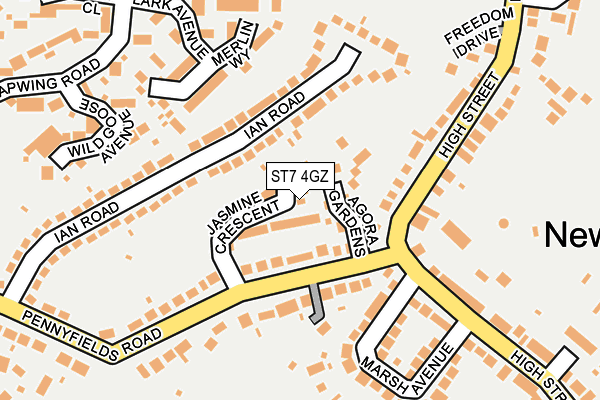 ST7 4GZ map - OS OpenMap – Local (Ordnance Survey)