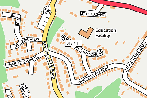 ST7 4HT map - OS OpenMap – Local (Ordnance Survey)