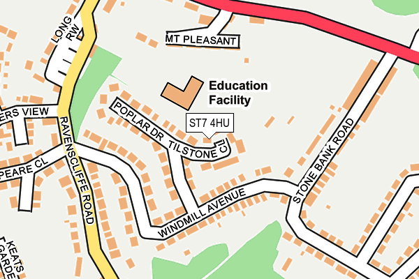 ST7 4HU map - OS OpenMap – Local (Ordnance Survey)