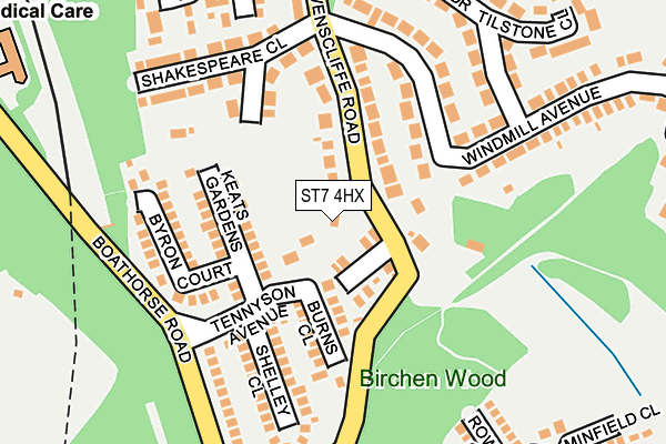 ST7 4HX map - OS OpenMap – Local (Ordnance Survey)