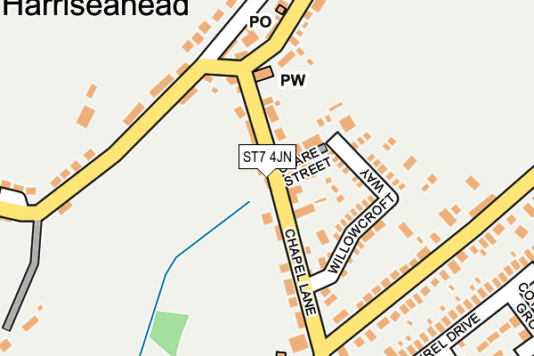 ST7 4JN map - OS OpenMap – Local (Ordnance Survey)