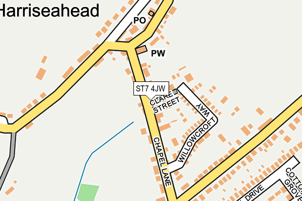 ST7 4JW map - OS OpenMap – Local (Ordnance Survey)