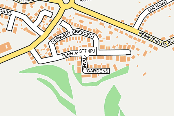ST7 4PJ map - OS OpenMap – Local (Ordnance Survey)