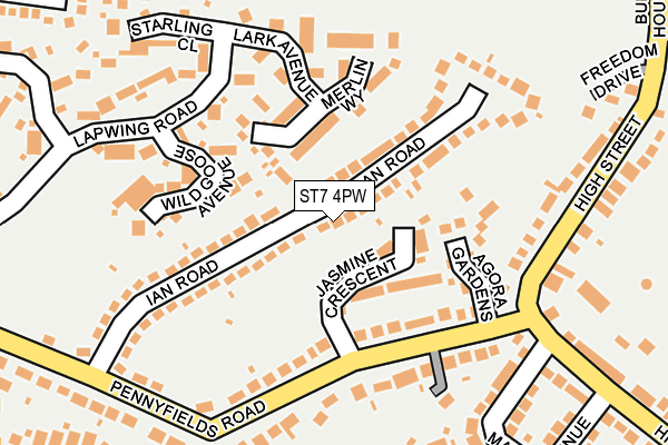 ST7 4PW map - OS OpenMap – Local (Ordnance Survey)