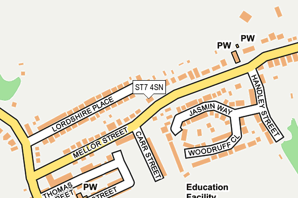 ST7 4SN map - OS OpenMap – Local (Ordnance Survey)