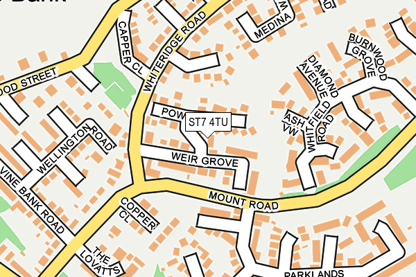 ST7 4TU map - OS OpenMap – Local (Ordnance Survey)