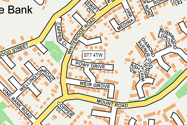 ST7 4TW map - OS OpenMap – Local (Ordnance Survey)
